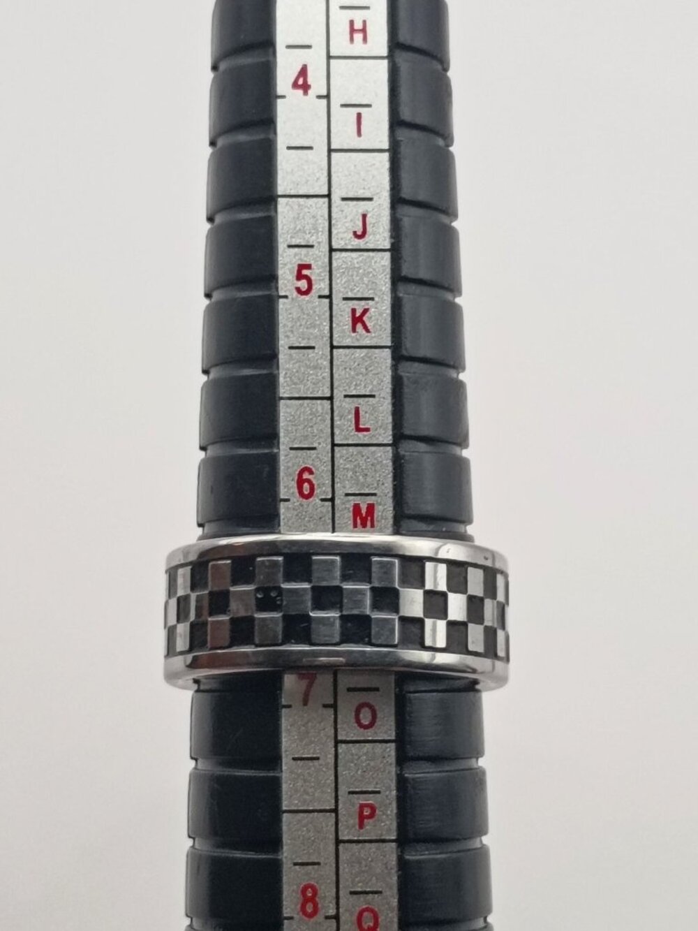 Stainless Steel Checkered Band Ring Size 6.5